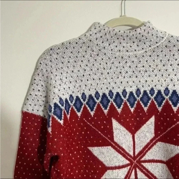 Telluride Snowflake Fairisle Mock Neck Sweater Large - Picture 5 of 8